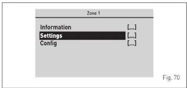 Zone 1 Information [...] Settings [...] Config [...] Fig. 70