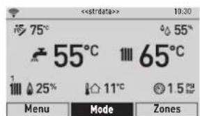 > 75°C 55°C 65°C 25% 11°C 1.5°C Menu Mode Zones