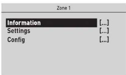 Zone 1 Information [...] Settings [...] Config [...]