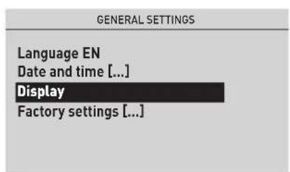 GENERAL SETTINGS Language EN Date and time [...] Display Factory settings [...]