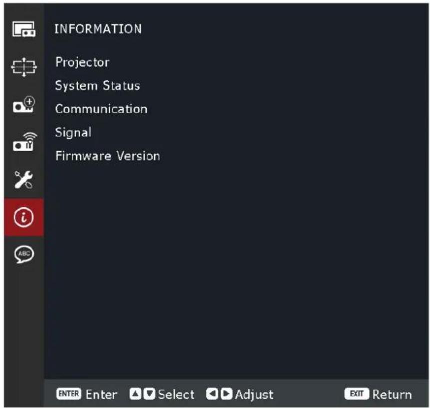VIEWSONIC LS950WU - Information Menu (Nabídka Information) - 1
