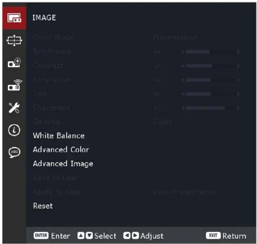 VIEWSONIC LS950WU - Image Menu (Nabídka Obraz) - 1