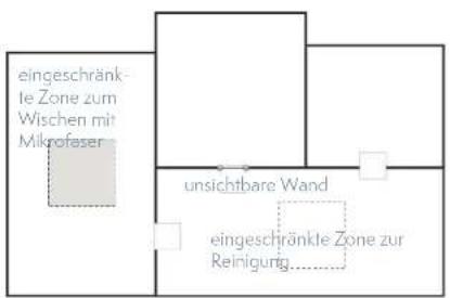 eingeschränk- le Zone zum Wischen mit Mikrofaser unsichtbare Wand eingeschränkte Zone zur Reinigung....