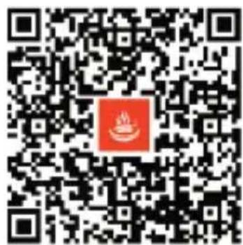 QR code with a red central logo containing a stylized white flame or torch.