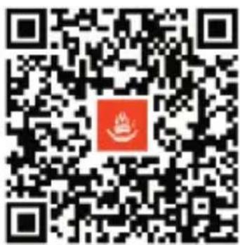 QR code with a red central logo containing a stylized white animal or symbol.