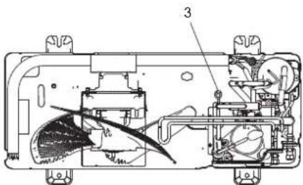 Technical diagram of an internal mechanical device with labeled parts, showing internal components and structural layout.
