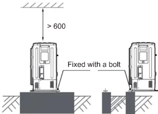 > 600 Fixed with a bolt