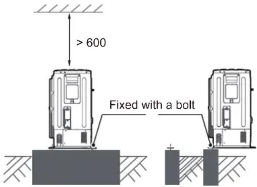 > 600 Fixed with a bolt