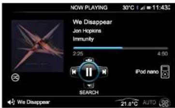 NOW PLAYING 30°C 1:41 11:43 We Disappear Jon Hopkins Immunity 2:25 4:50 iPod nano SEARCH We Disappear 21.0°C AUTO