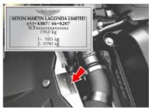 ASTON MARTIN LAGONDA LIMITED 611-K307/44+0267 SCT#000000000000 1960 kg 1- 985 kg 2-1090 kg
