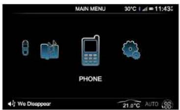 MAIN MENU 30°C 1:45=11:43 PHONE We Disappear 21.0°C AUTO