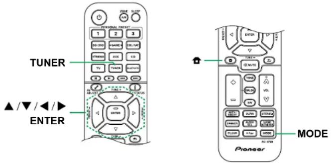 TUNER ▲/▼/◄/► ENTER PIONEER MODE