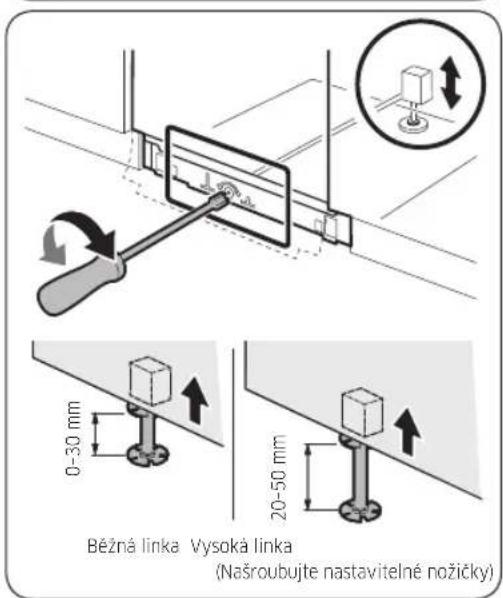 Běžná linka Vysoká linka (Našroubujte nastavitelné nožičky)