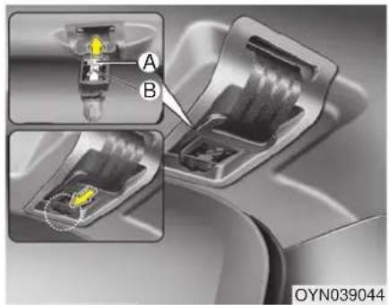 HYUNDAI ix20 (2018) - To unfasten the rear centre belt - 1