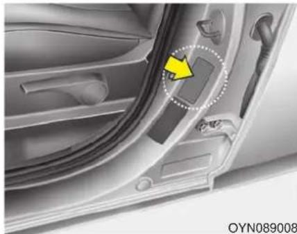 HYUNDAI ix20 (2018) - VEHICLE CERTIFICATION LABEL (IF EQUIPPED) - 1
