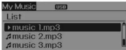 My Music USB List ►music 1.mp3 ►music 2.mp3 ►music 3.mp3