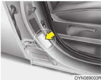 HYUNDAI ix20 (2019) - VEHICLE CERTIFICATION LABEL (IF EQUIPPED) - 2