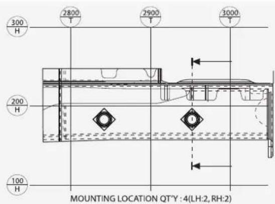 300 H 2800 T 2900 T 3000 T 200 H 100 H MOUNTING LOCATION QT'Y : 4(LH:2, RH:2)