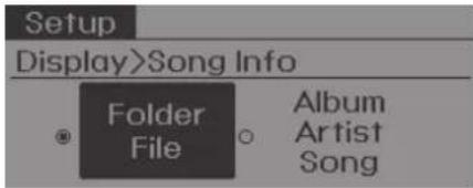 Setup Display>Song Info Folder File Album Artist Song