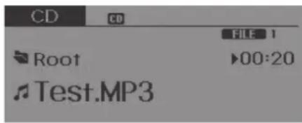 CD CD FILE: 1 Root ▶00:20 Test.MP3