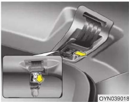 HYUNDAI ix20 (2019) - Stowing the rear seat belt - 1