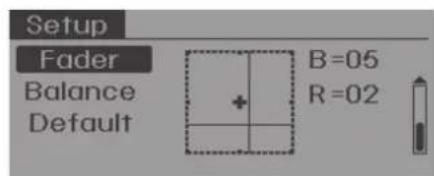 Setup Fader Balance Default B=05 R=02