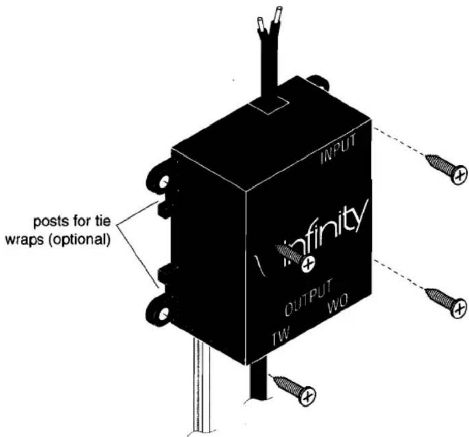 INPUT infinity OUTPUT TW WO posts for tie wraps (optional)
