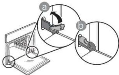 Diagram illustrating mechanical assembly steps with labeled components and directional arrows