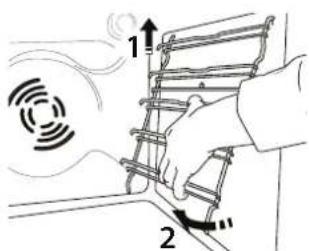 Diagram illustrating a mechanical or electrical system with labeled components and directional arrows, including '1' and '2' annotations.