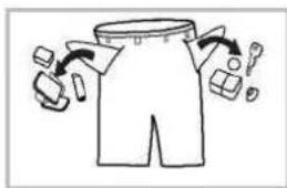 Diagram illustrating a clothing fit or sewing process with labeled parts and directional arrows indicating movement.