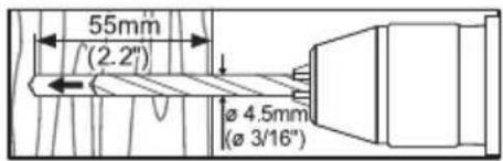 55mm (2.2") Ø 4.5mm (Ø 3/16")