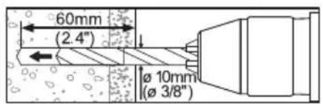 60mm (2.4") Ø 10mm (Ø 3/8")