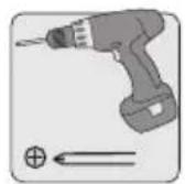 Technical diagram showing assembly of a mechanical component with labeled parts (M-A, M-B, M-C, M-F) and tool icons.