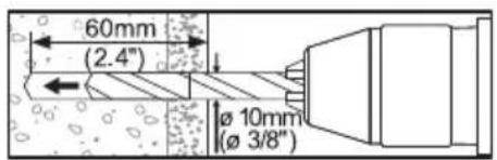 60mm (2.4") Ø 10mm (Ø 3/8")