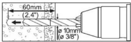 60mm (2.4") Ø 10mm (Ø 3/8")