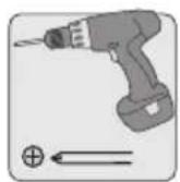 Technical diagram showing assembly of a mechanical component with labeled parts (M-A, M-B, M-C, M-F) and a tool icon.
