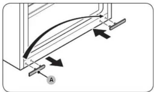 Diagram showing airflow or movement between a window frame and a wall-mounted device, with labeled component A