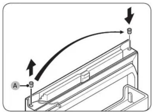 Technical diagram showing a mechanical assembly with labeled component A and directional arrows indicating motion or force.