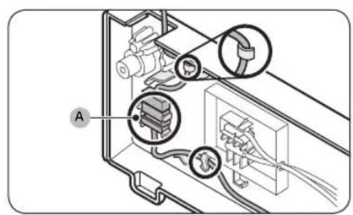 Diagram of an electrical panel with labeled components and connection points, including a switch and cable connections.