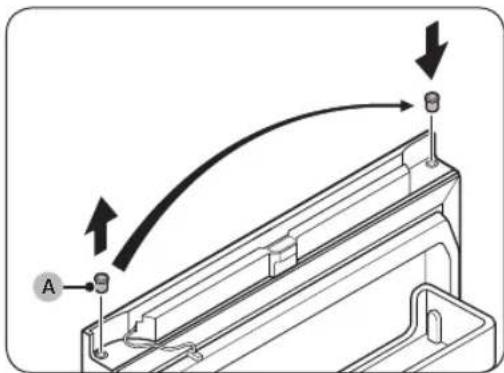 Technical diagram showing a mechanical component with labeled points A and directional arrows indicating motion or flow.