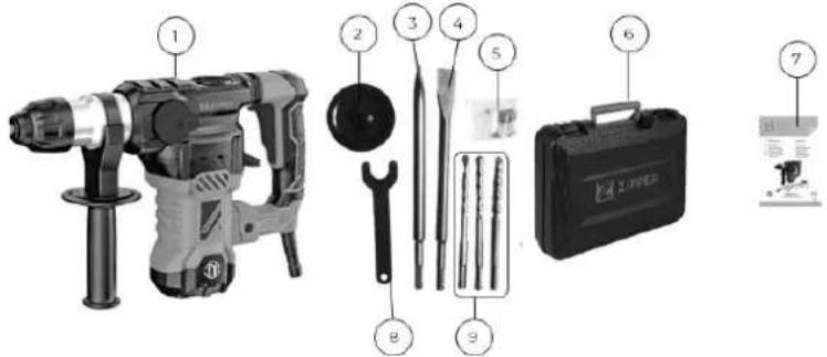 Zipper ZI-BHA1500DN - Lieferumfang / Delivery content / Rozsah dodávky / Szállítási terjedelem / Obseg dobave / Opseg isporuke - 1