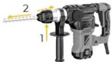 Zipper ZI-BHA1500DN - Bohrer oder Meißel entfernen - 1