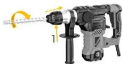 Zipper ZI-BHA1500DN - Bohrer oder Meißel einsetzen - 1