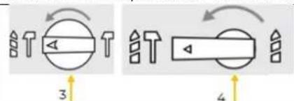 Diagram showing two mechanical or electrical component configurations with labeled parts and directional arrows indicating rotation or movement.