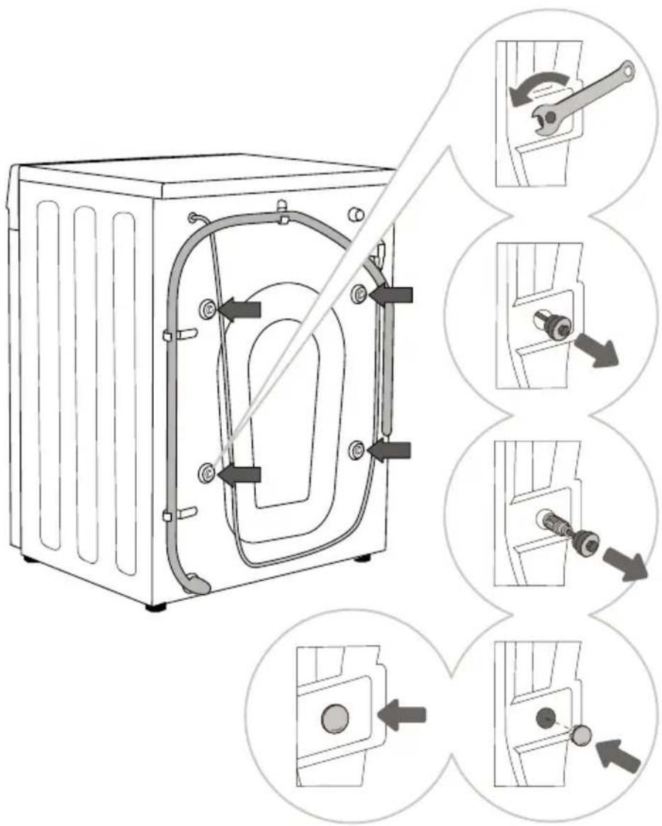 GORENJE WSG374A - DEMONTÁŽ PŘEPRAVNÍCH ŠROUBŮ - 1