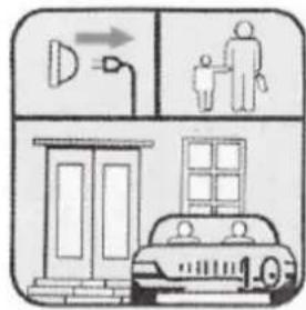 Diagram showing street lighting, family photo, and car exterior with Chinese text labels