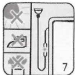 Diagram showing three labeled safety symbols (cross, cross, and cross) with a numbered label '7' beside a pipe fitting.