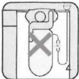 Diagram showing a device with a cross symbol and labeled parts, possibly indicating a warning or hazard.