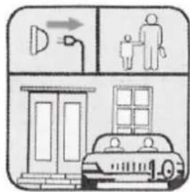 Diagram illustrating street lighting and household interaction with a car, showing lighting, family photo, and car exterior.