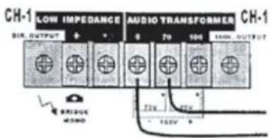 CH-1 LOW IMPEDANCE AUDIO TRANSFORMER CH-1 BILK OUTPUT 70 100 150V OUTPUT R1204 4500 72V 120V 150V